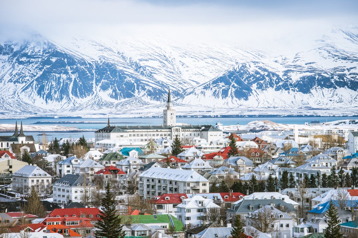 A view of Reykjavik and the surrounding mountains