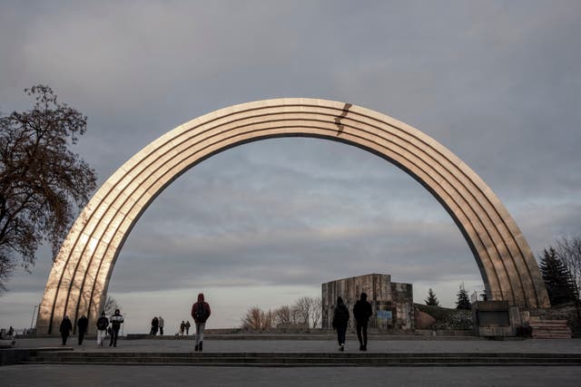 <p>The Soviet Union gave Ukraine this Kyiv installation, called the People’s Friendship Arch, in 1982. In May of last year, it was renamed the Arch of Freedom of the Ukrainian People</p>