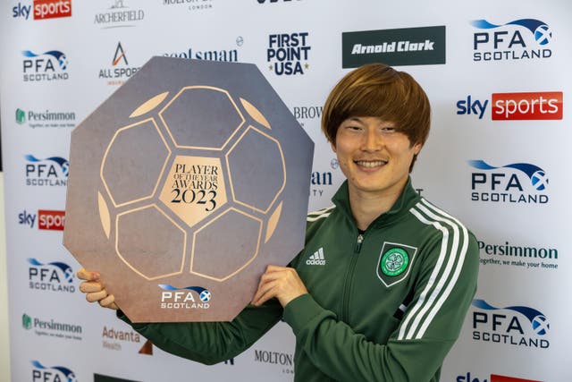 Kyogo Furuhashi is the PFA Scotland player of the year (Jeff Holmes/PA)