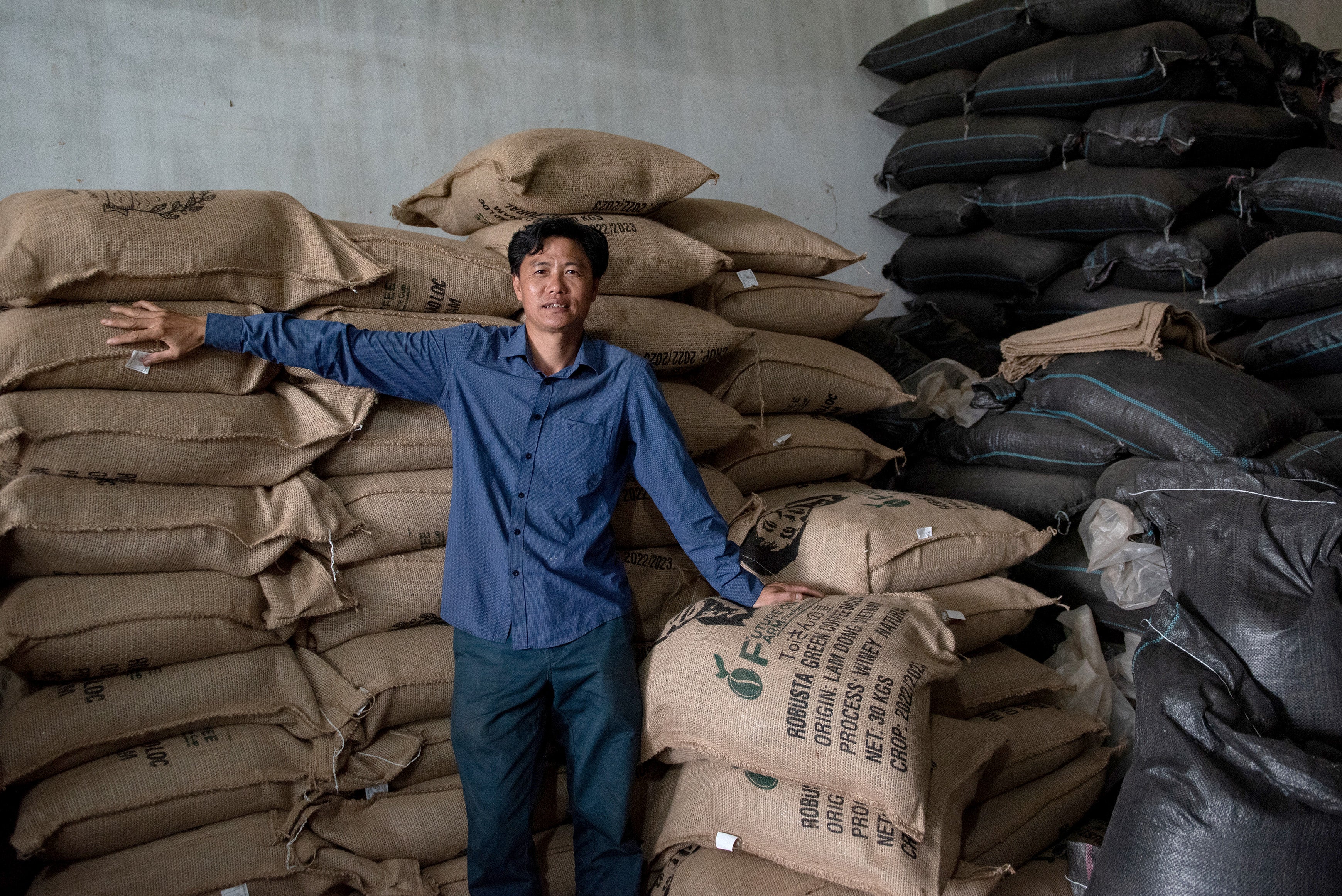 Producer Toi Nguyen at his coffee factory