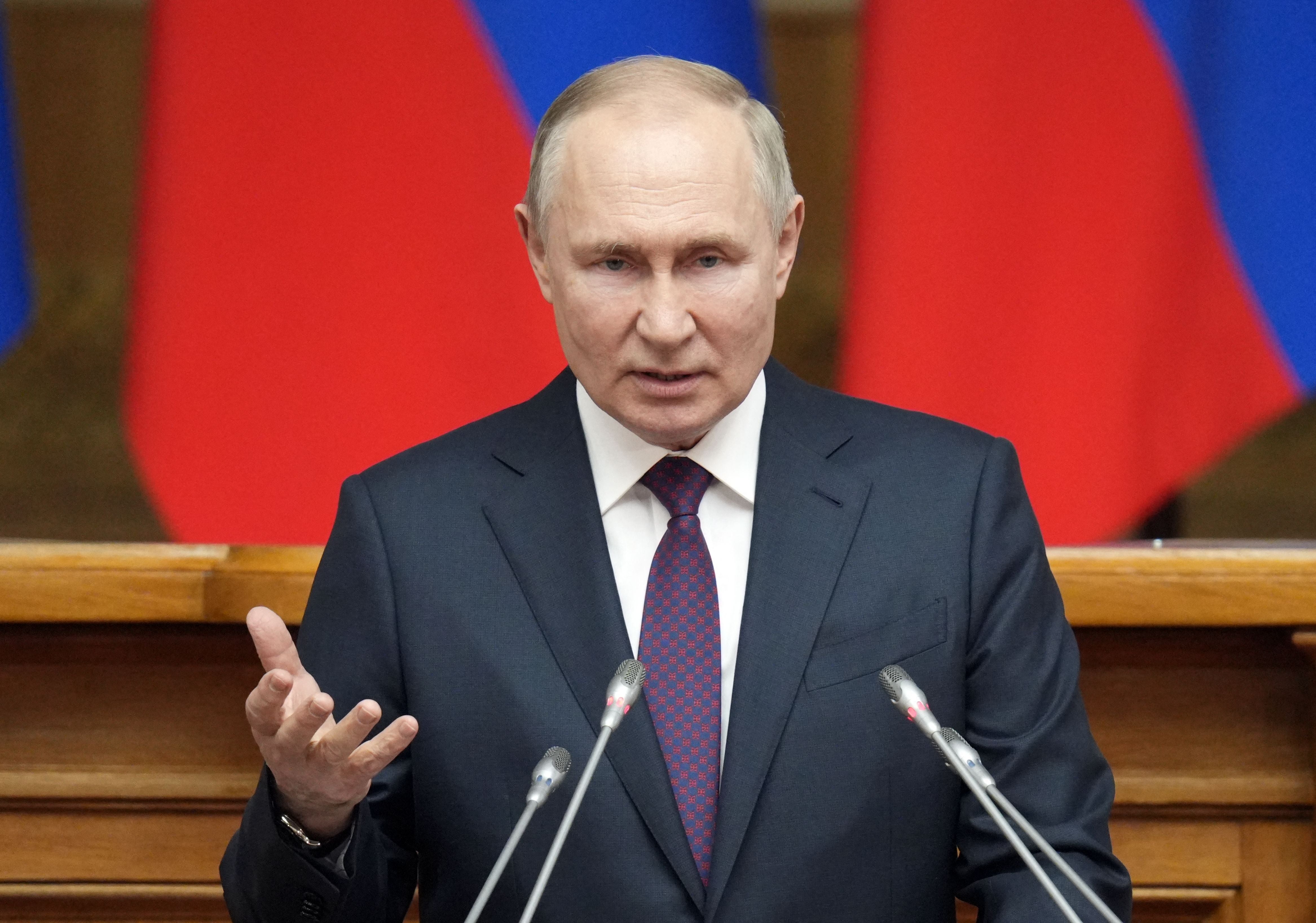 President Putin said the West is trying to break Russia up into states