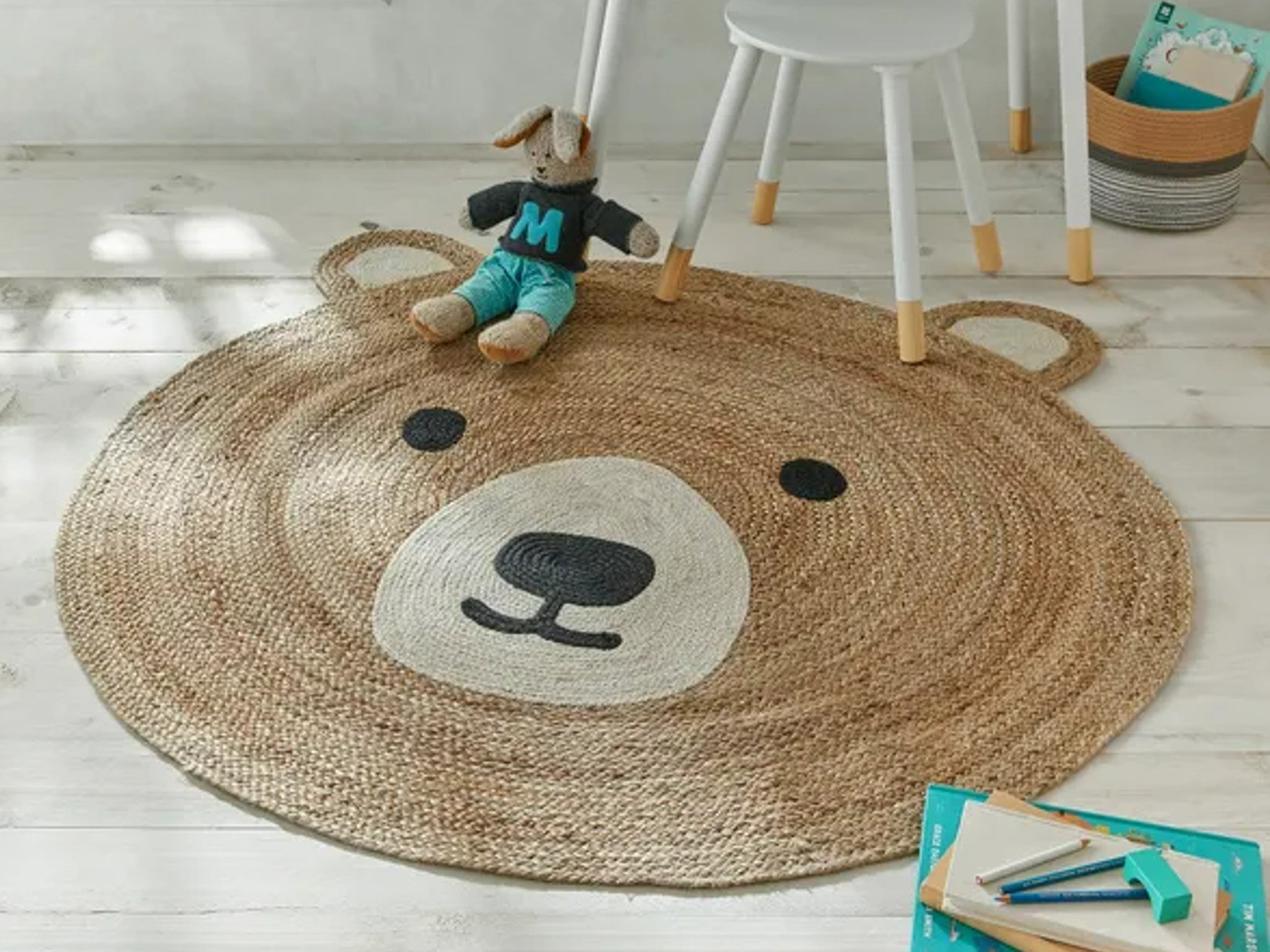 Jute bear nursery rug