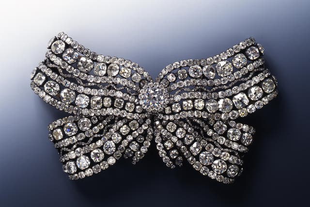 <p>A large diamond-encrusted breast bow that was stolen from the historic Green Vault in November 2019</p>