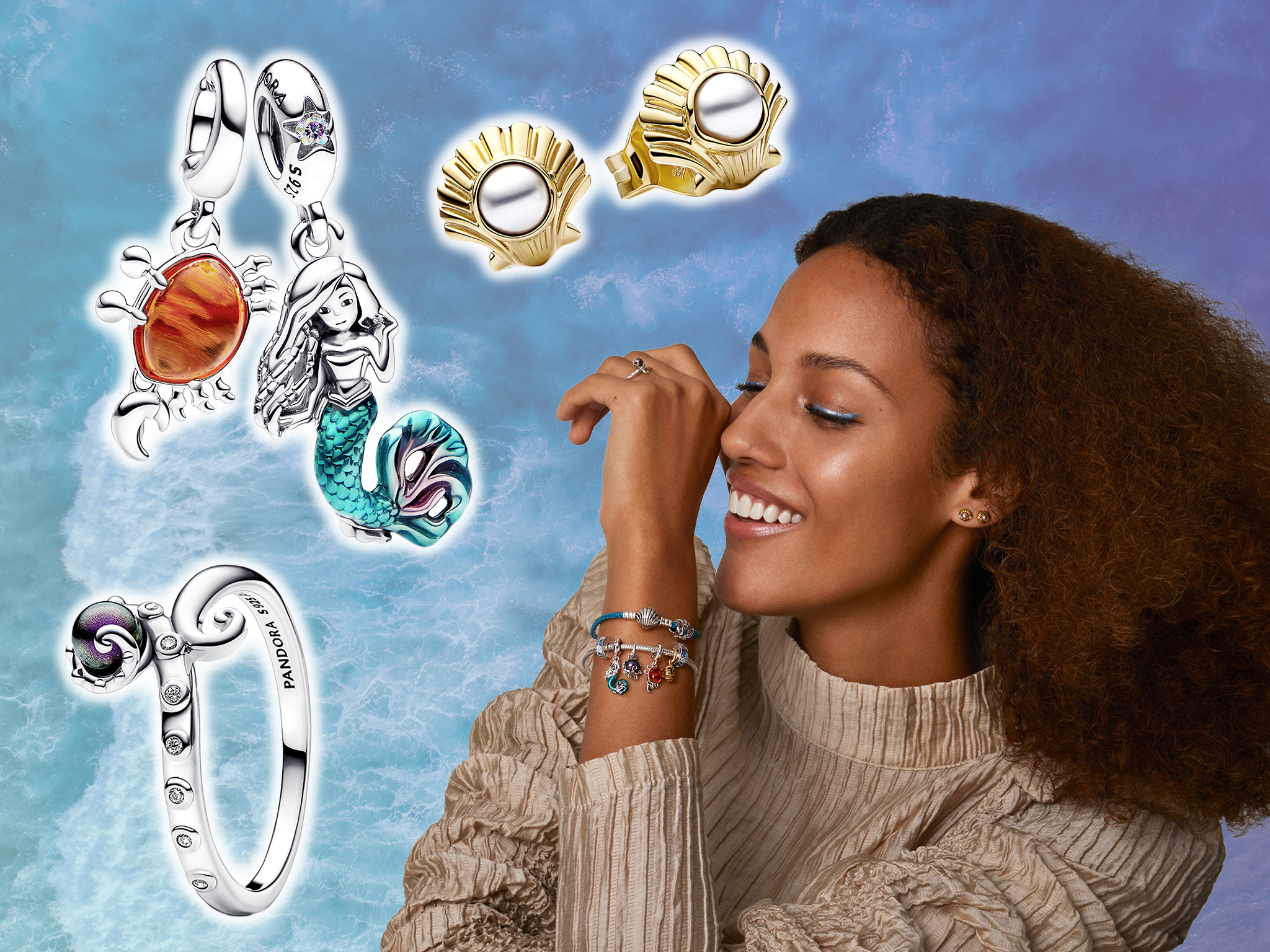 Ursula, Ariel and Sebastian all feature on rings, earrings and charms