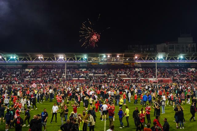 Nottingham Forest have been fined over the pitch invasion at the end of their Championship play-off semi-final against Sheffield United at the City Ground (Zac Goodwin/PA)