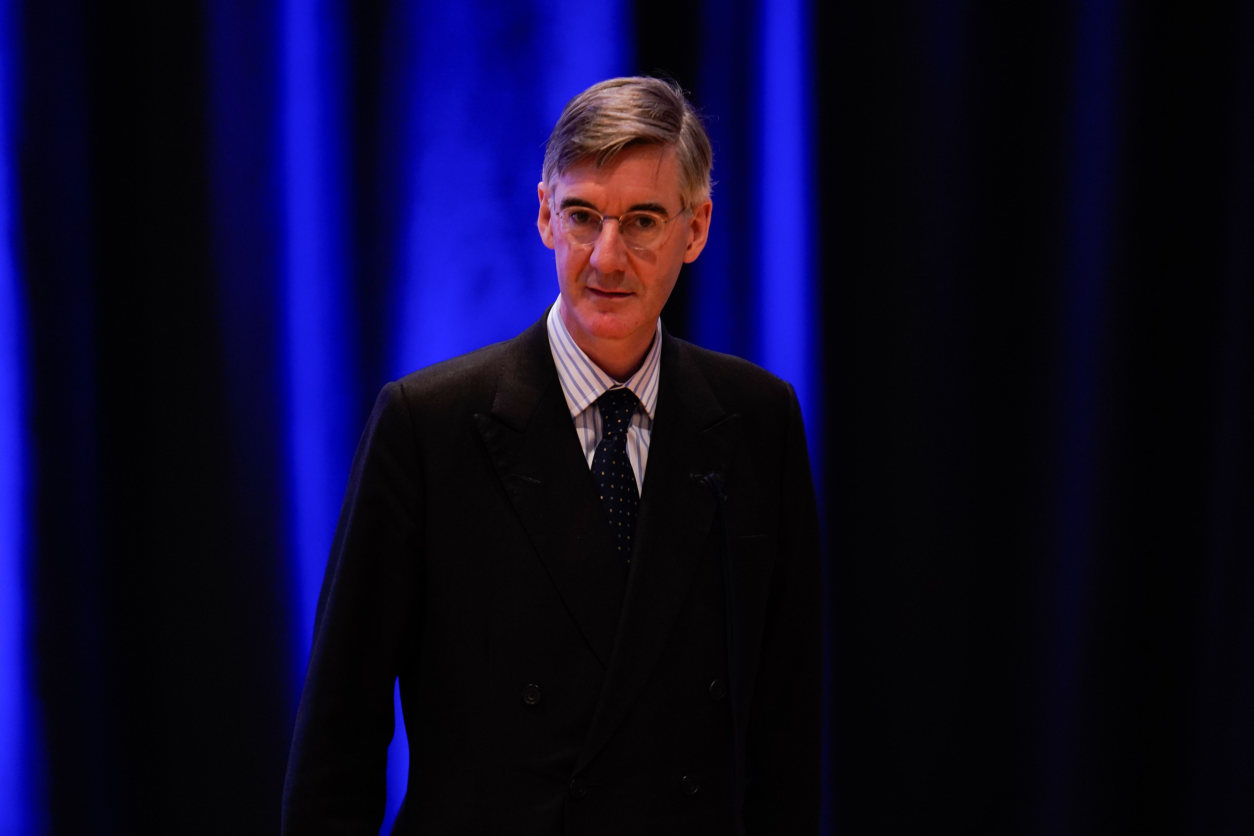 Jacob Rees Mogg spoke at the National Conservatism conference in Westminster on Monday (Andrew Matthews/PA)