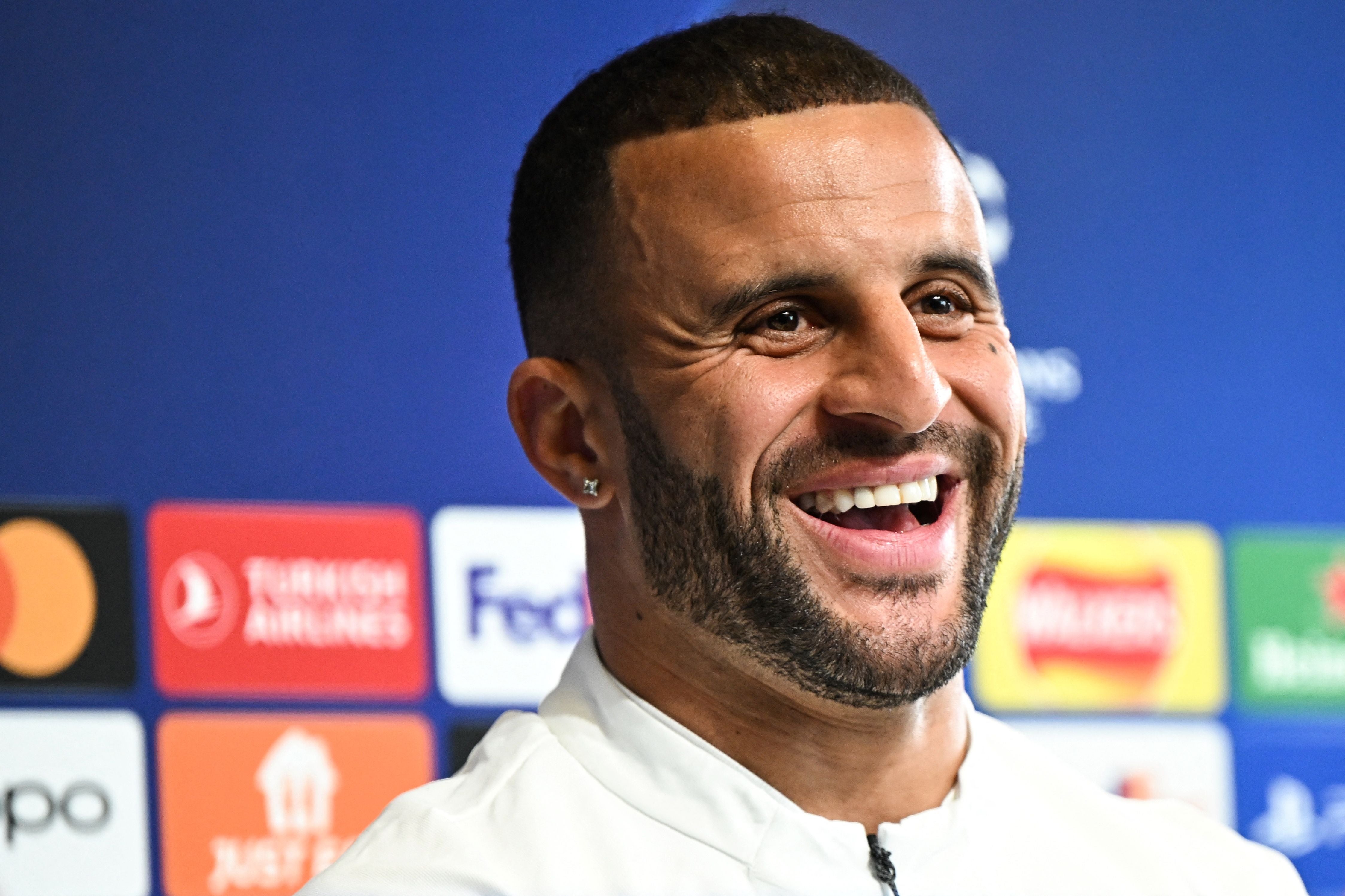 Manchester City's English defender Kyle Walker reacts