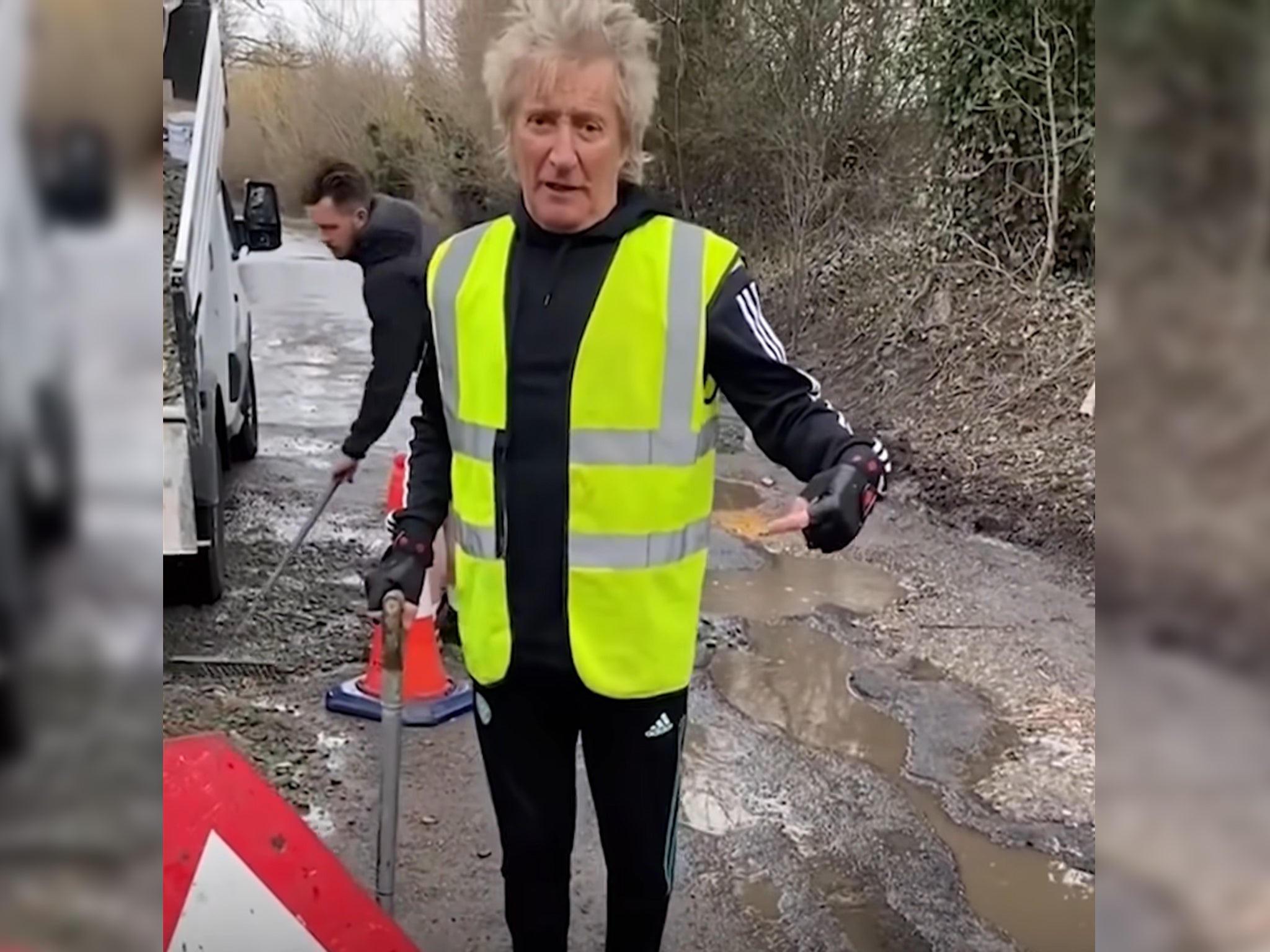 Celebrity Rod Stewart filled in potholes near his home “because no one can be bothered to do it”