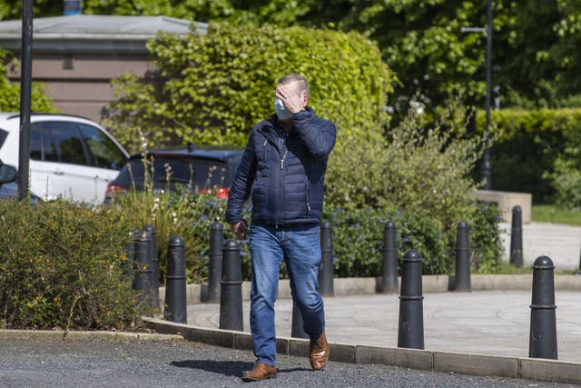 Andrew McDade arrives at Killymeal House in the Belfast Gasworks, Belfast, where he is challenging his dismissal from the Norman Emerson Group Limited over a video clip he filmed on Facebook Live of people singing offensive lyrics around the murder of Co Tyrone school teacher Micheala McAreavey. (Liam McBurney/PA)