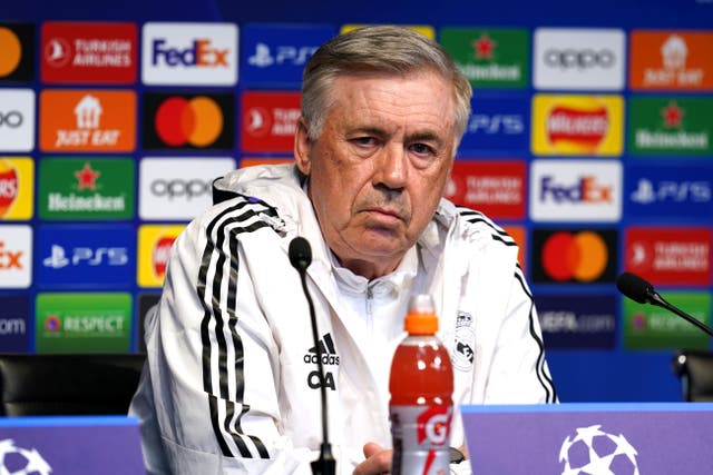 Carlo Ancelotti was relaxed ahead of Real Madrid’s clash with Manchester City (Martin Rickett/PA)