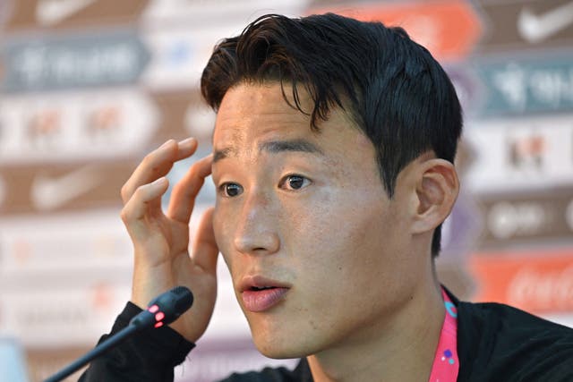 <p>File: South Korea’s midfielder Son Jun-ho speaks at a press conference</p>