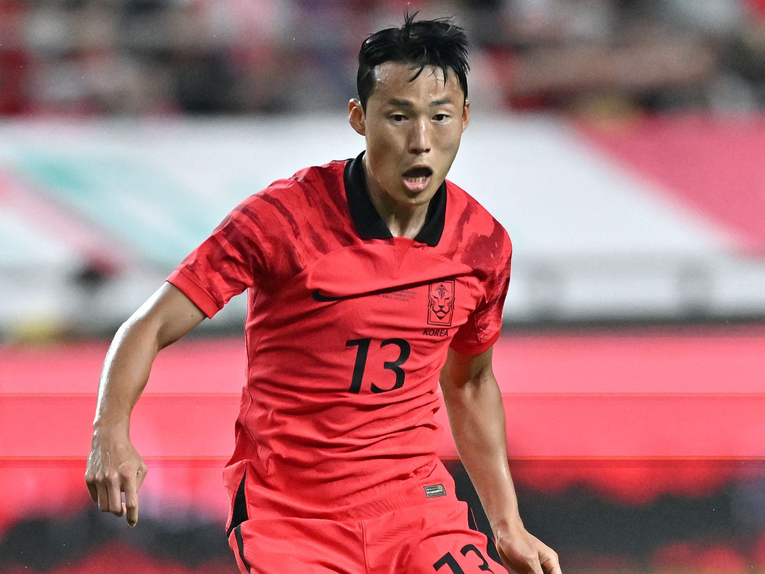 South Korea’s Son Jun-ho controls the ball during a friendly football match between South Korea and Cameroon in Seoul