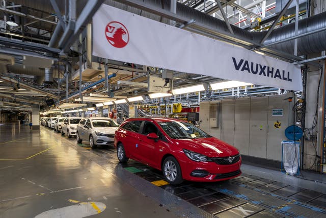 Vauxhall’s parent company Stellantis told MPs it will be unable to keep a commitment to make electric vehicles in the UK without changes to the Trade and Co-operation Agreement with the EU (PA)