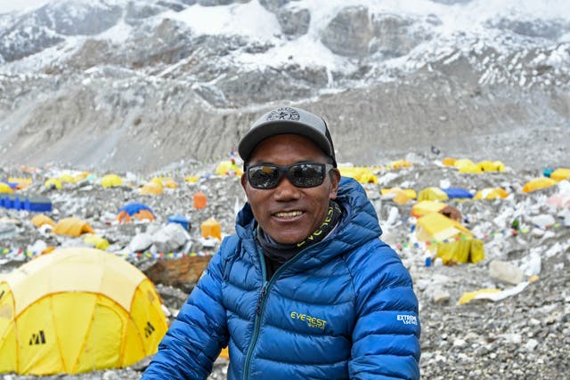 <p>File: Nepal’s mountaineer Kami Rita Sherpa poses for a picture in 2021</p>