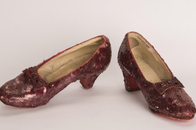 <p>One of four surviving pairs of Dorothy’s ruby red slippers from ‘The Wizard of Oz’; this pair was stolen in 2005 and recovered by the FBI in 2018</p>