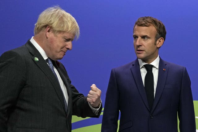 <p>Boris Johnson was not happy about Emmanuel Macron’s criticism of the UK’s response to the Ukraine refugee crisis </p>