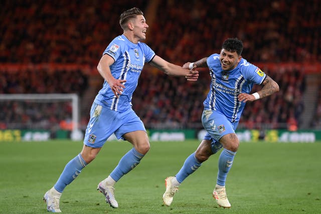 <p>Coventry beat Middlesbrough to reach the Championship play-off final </p>