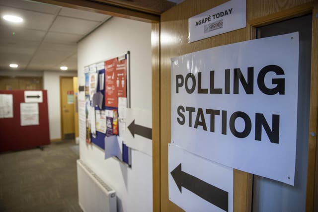 Agape Centre polling station in south Belfast, for the Northern Ireland Council elections (Liam McBurney/PA)
