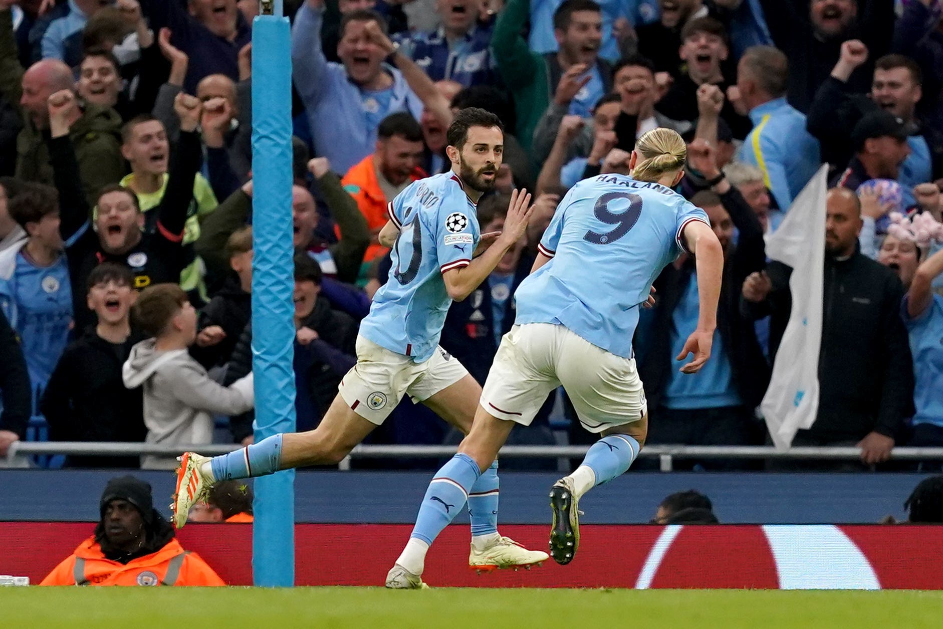 Bernardo Silva (right) was on target twice as Manchester City booked a return to the Champions League final (Martin Rickett/PA)