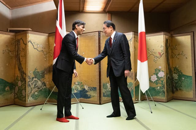 Prime Minister Rishi Sunak meets Japanese PM Fumio Kishida in Hiroshima (Stefan Rousseau/PA)