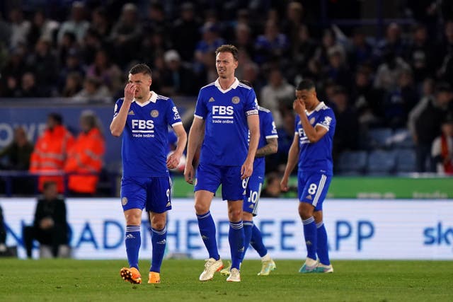 Leicester are two points from safety with two games left (Tim Goode/PA)