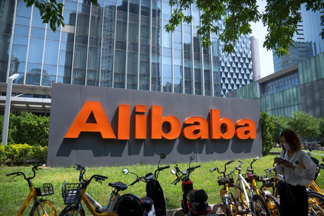 <p>File. The logo of Chinese technology firm Alibaba is seen at its office in Beijing on 10 August 2021</p>