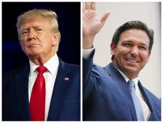 Trump news – live: DeSantis to enter presidential race next week as Trump claims governor’s ‘magic is gone’