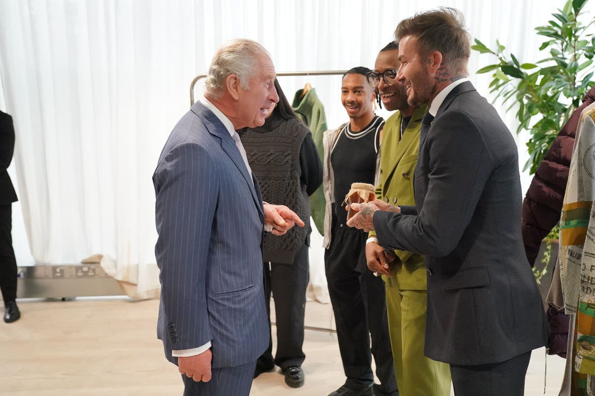 David Beckham gives King home-produced honey at British Fashion Council event