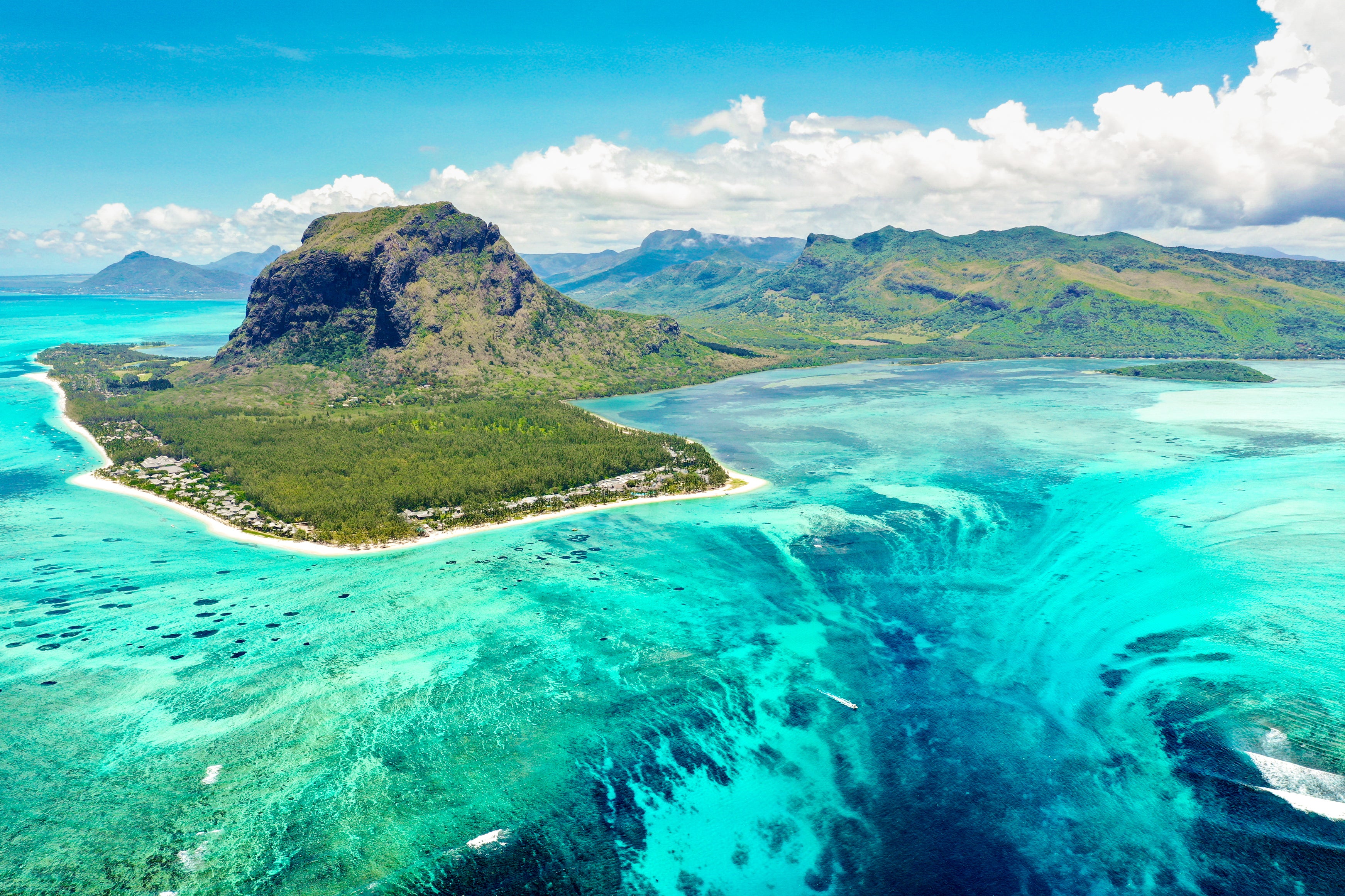 Le Morne Brabant mountain and underwater waterfall