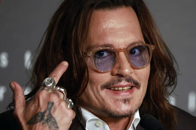 <p>Johnny Depp attends the “Jeanne Du Barry” press conference at Cannes film festival</p>