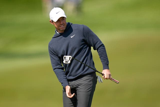<p>Rory McIlroy was fighting hard on the opening day at Oak Hill </p>