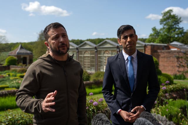 Prime Minister Rishi Sunak meeting Ukrainian President Volodymyr Zelensky at Chequers earlier this week (Carl Court/PA)