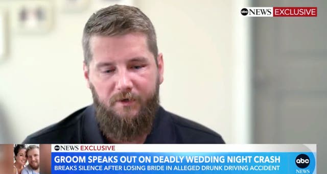 <p>Aric Hutchinson breaks silence about crash that killed his new wife</p>