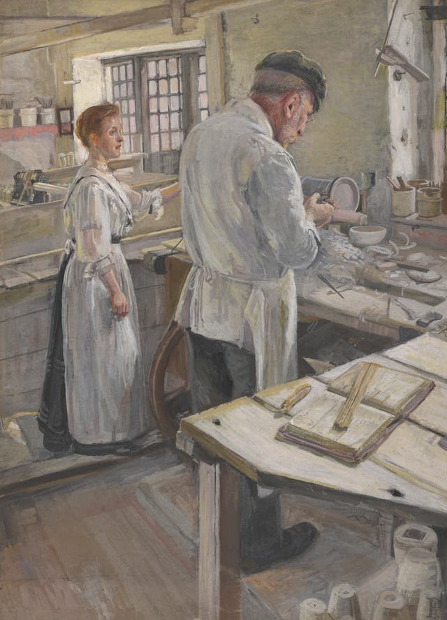 <p>Sylvia Pankhurst’s ‘An Old-fashioned Pottery Turning Jasper-ware’ from 1907</p>