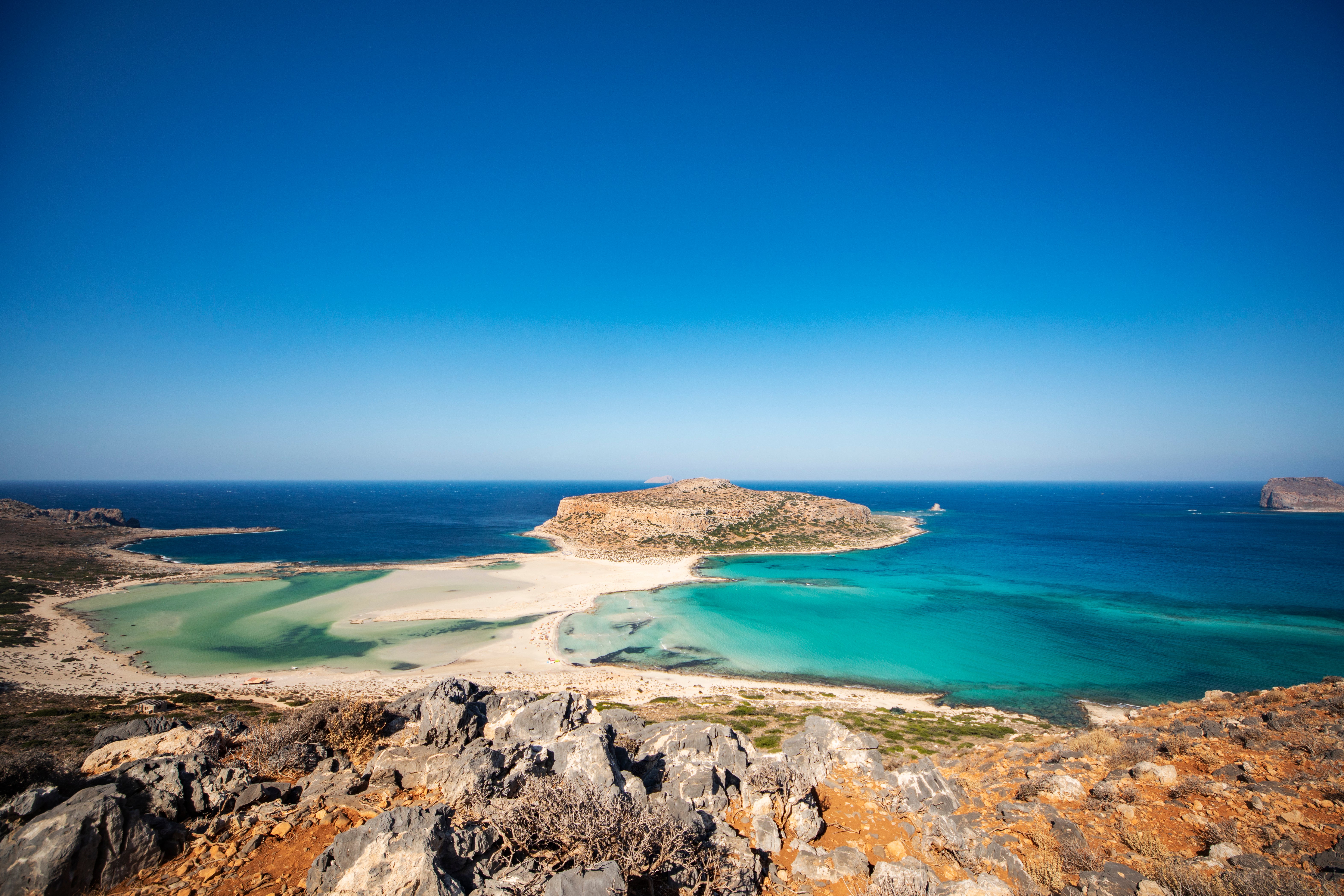 The Balos lagoon boasts some of Greece’s bluest waters