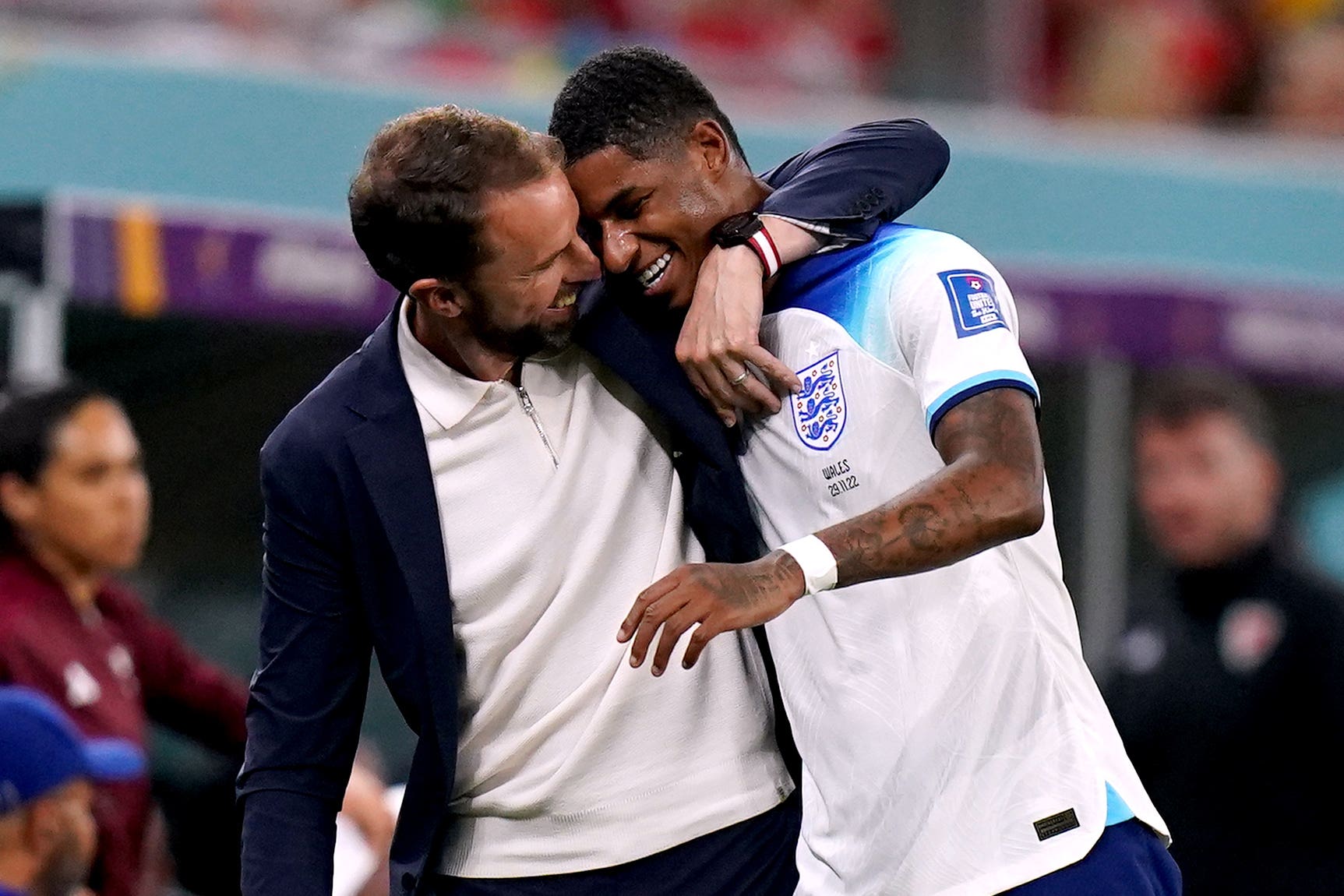 England’s Marcus Rashford with manager Gareth Southgate (PA)