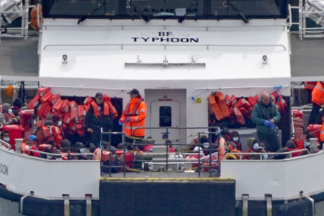 A Border Force vessel brought a group of people thought to be migrants in to Dover, Kent, on Friday (Gareth Fuller/PA)