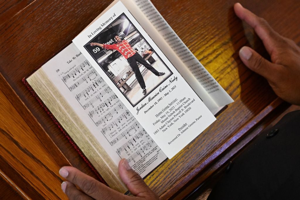 The program at Jordan Neely’s funeral service on Friday which included a picture of him performing as a Michael Jackson impersonator