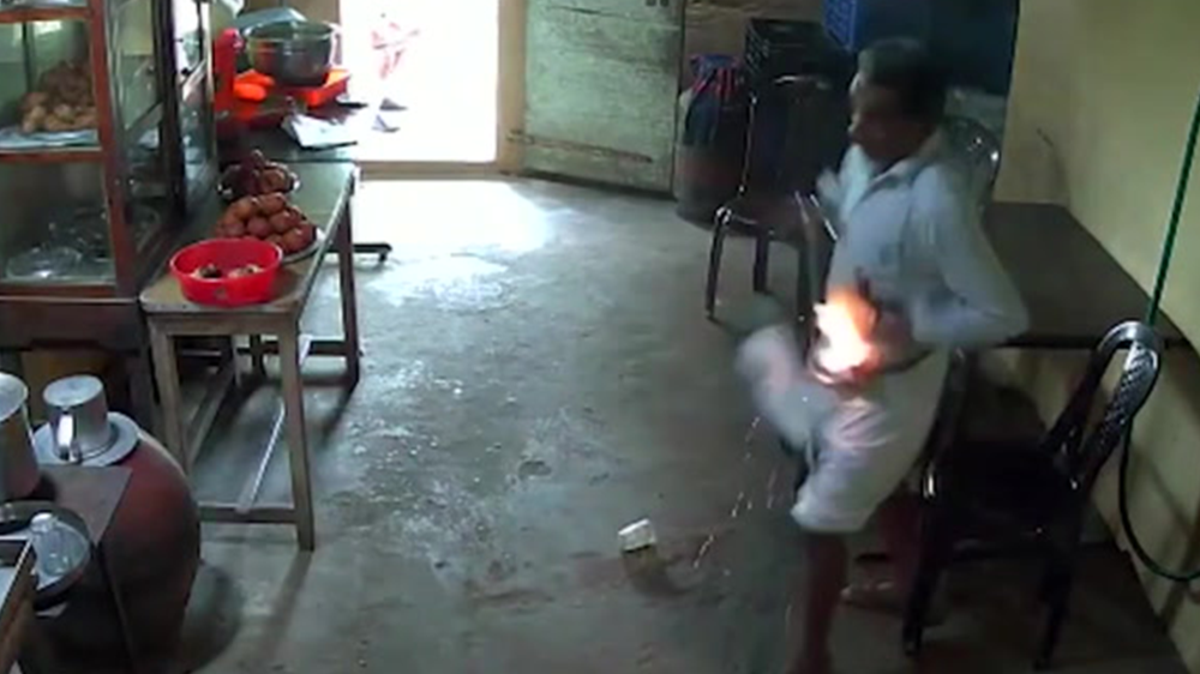 Watch: Moment mobile phone bursts into flames in man’s pocket