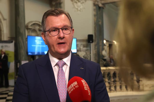 DUP leader Sir Jeffrey Donaldson has called for greater co-operation among unionist leaders (Liam McBurney/PA)