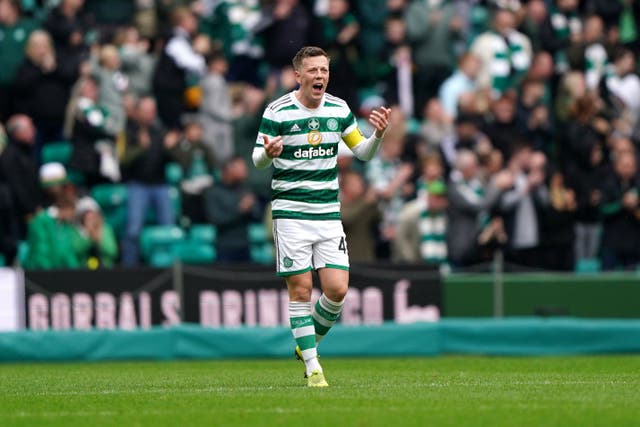 Celtic’s Callum McGregor celebrates scoring (Andrew Milligan/PA)