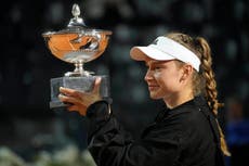 Elena Rybakina wins Italian Open final after Anhelina Kalininia forced to retire