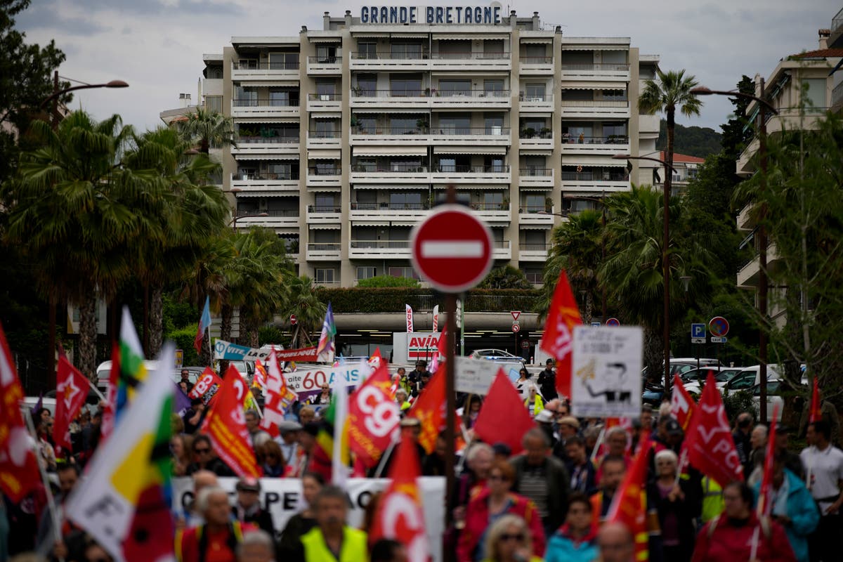France pension protest held on outskirts of Cannes Film Festival France pension protest held on outskirts of Cannes Film Festival