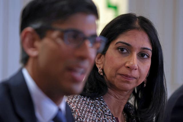 <p>Prime Minister Rishi Sunak has been urged to order an inquiry into Home Secretary Suella Braverman (Phil Noble/PA)</p>