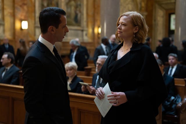 <p>Ken and Shiv at their father’s funeral in ‘Succession’</p>