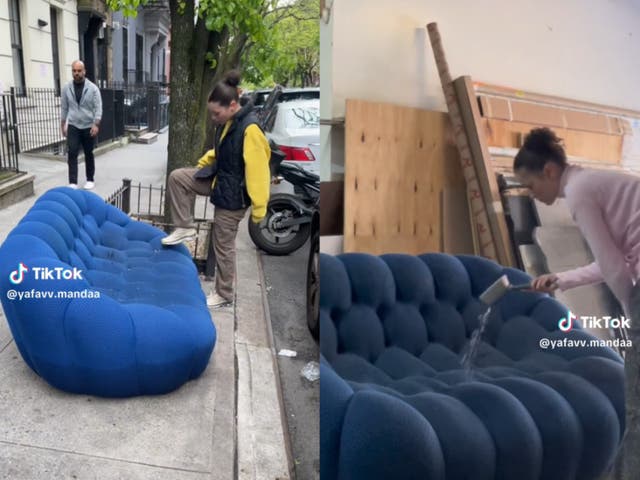 <p>TikToker Amanda showed how she picked up a sofa apparently worth US$8k off the street in New York</p>