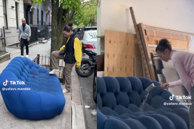 TikToker Amanda mostró cómo recogió un sofá que aparentemente vale US $ 8k en la calle en Nueva York