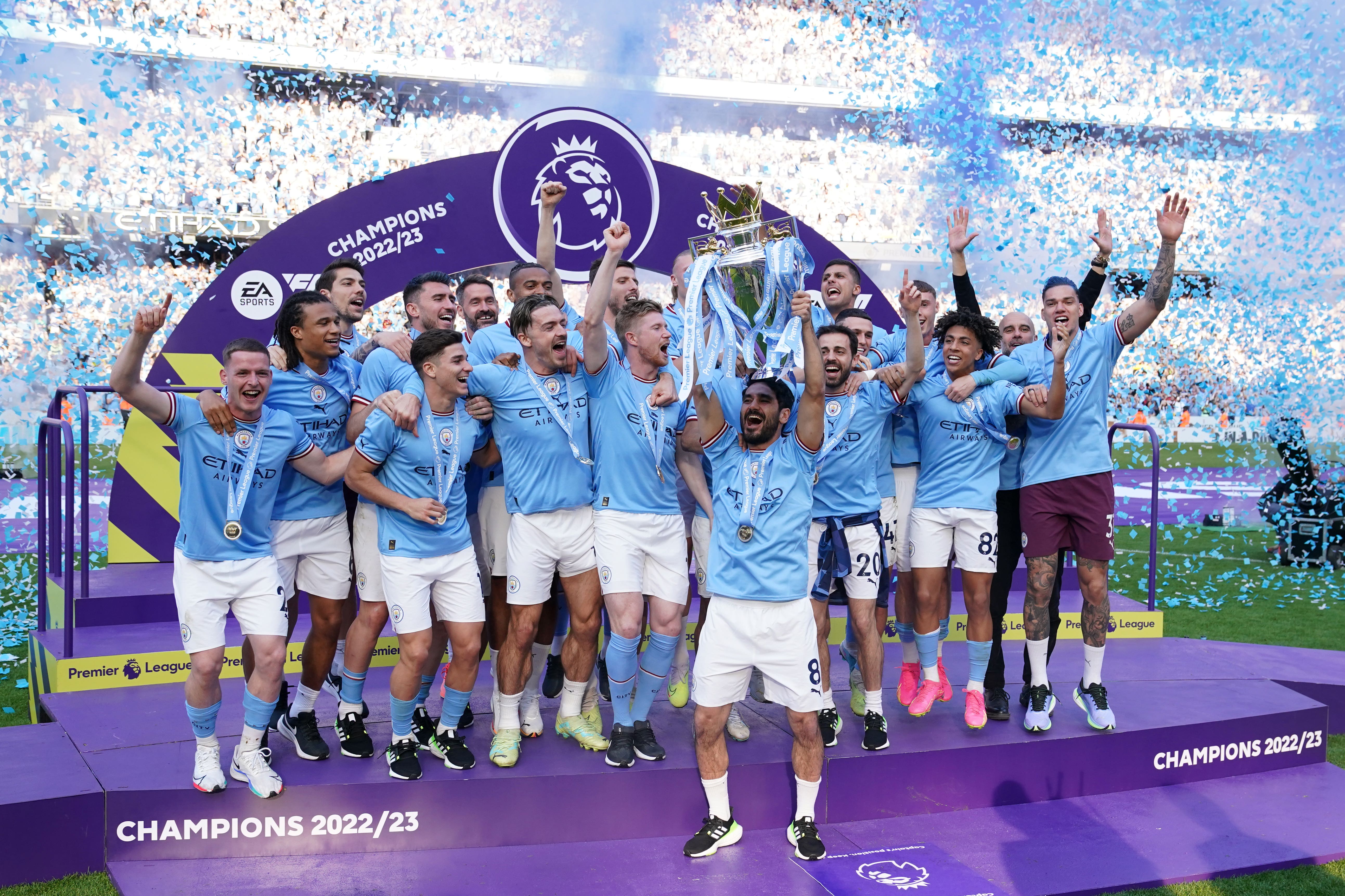 Manchester City celebrated another Premier League title at the weekend (Martin Rickett/PA)