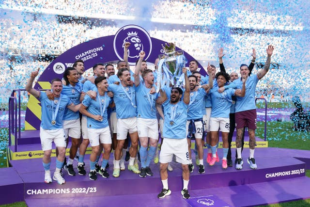 Manchester City are celebrating another trophy success (Martin Rickett/PA)