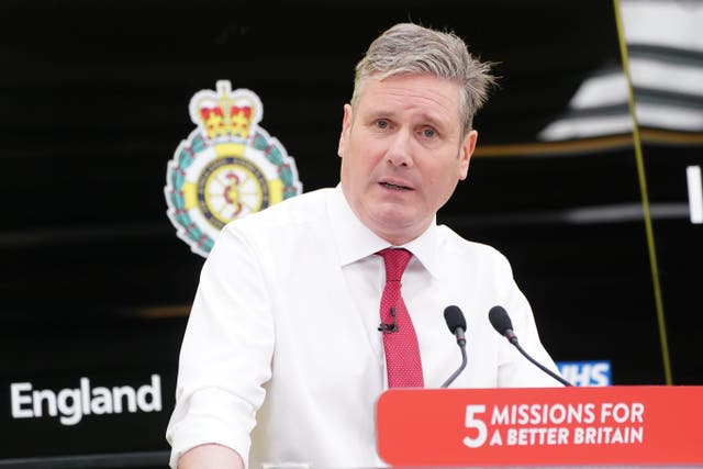 Labour leader Sir Keir Starmer making a speech about the NHS during a visit to East of England Ambulance Service NHS Trust (Ian West/PA)